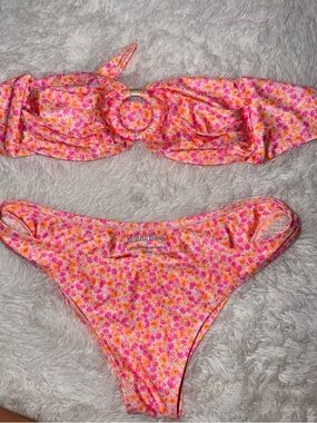 Kulani Kinis Pink and Orange Floral Bikini Bottom